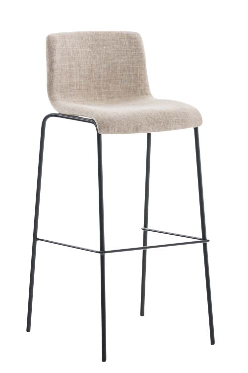 Tabouret de bar hoover assise en tissu - 4 pieds en m&eacute;tal , cr&egrave;me/noir