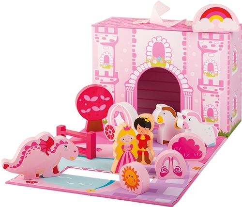 Jouéco princesse château playset bois filles de 13 pièces rose