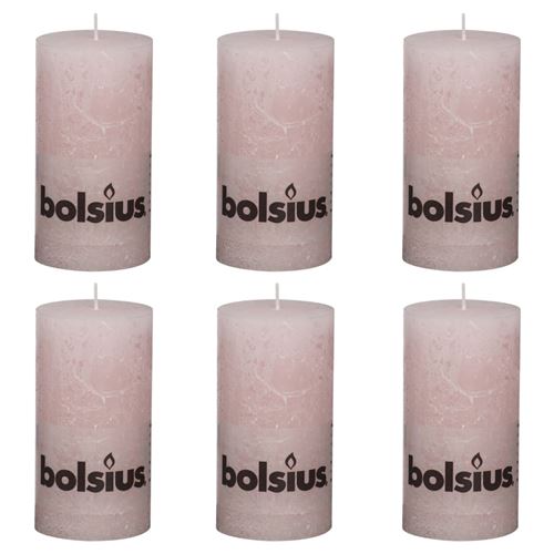 Colonne rustique bougie 130/68 rose pastel 6 pcs.