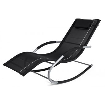 Transat A Bascule Jawa Rock Fauteuil Piscine Jardin Noir