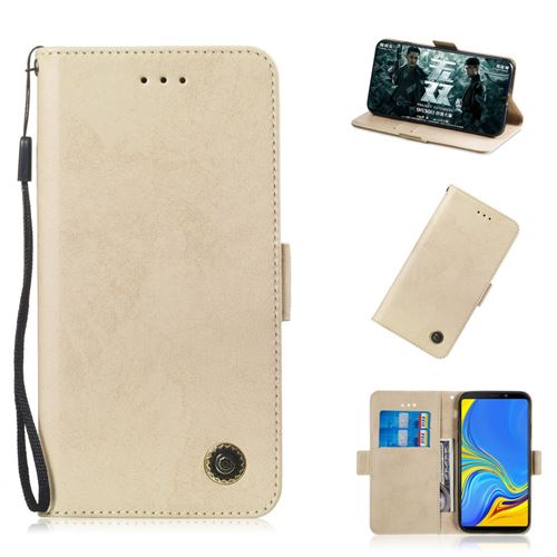 Etui en PU style rétro avec fentes pour cartes de crédit or pour votre Samsung Galaxy A9 (2018)/A9 Star Pro/A9s