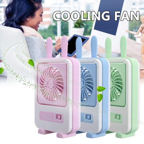 Mini Ventilateur Régulation à 2 Vitesses Réglable à 45 Degrés Avec Lumière LED Rose