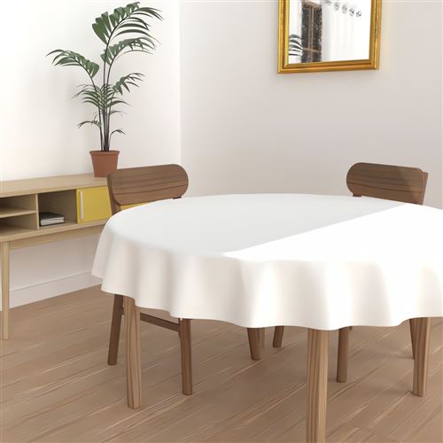 Nappe ronde unie - Diamètre 180 cm - Blanc