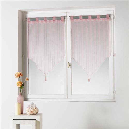 Paire pompon passants 2 x 60 x 120 cm voile sable fils argent cristally Dragee