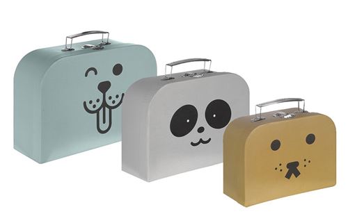 Valises en carton lot de 3 tailles motifs animaux - Kindsgut
