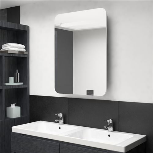 VidaXL Armoire de salle de bain à miroir LED Blanc et chêne 60x11x80cm