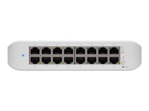 Non Communiqué Ubiquiti Unifi Switch Lite Usw-Lite-16-Poe - Commutateur - Géré - 16 X 10/100/1000 (8 Poe+) - De Bureau, Fixation Murale - Poe+ (45 W)