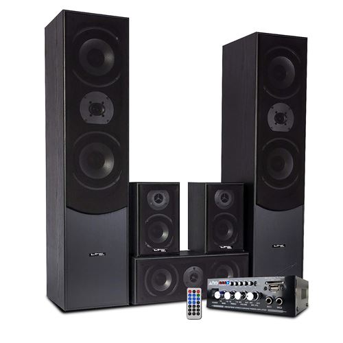 Ensemble Home-Cin&eacute;ma - LTC Audio - E1004 - 5 Enceintes - 850W - USB/Bluetooth/SD/FM