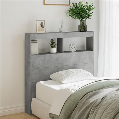 vidaXL Armoire tête de lit avec LED gris béton 100x17x102 cm839185