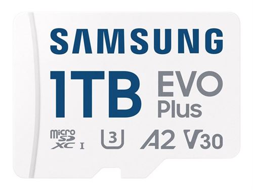 Samsung EVO Plus MB-MC1T0SA - Carte mémoire flash (adaptateur microSDXC vers SD inclus(e)) - 1 To - A2 / Video Class V30 / UHS-I U3 / Class10 - microSDXC UHS-I
