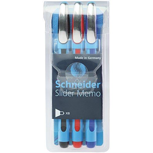 Schneider Slider Memo Stylo-bille Lot de 3 coloris noir/bleu/rouge