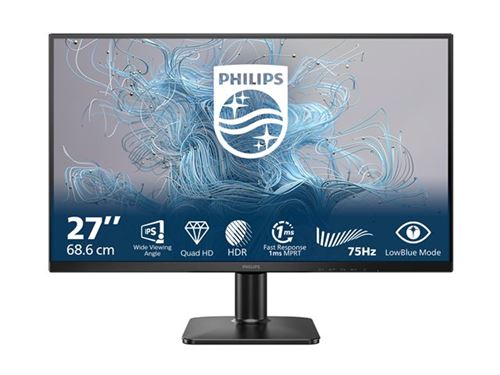 Philips 27E2N1500L - 1000 Series - LED-monitor - 27" - 2560 x 1440 QHD @ 75 Hz - IPS - 1000:1 - HDR10 - 4 ms - HDMI, DisplayPort - zwart
