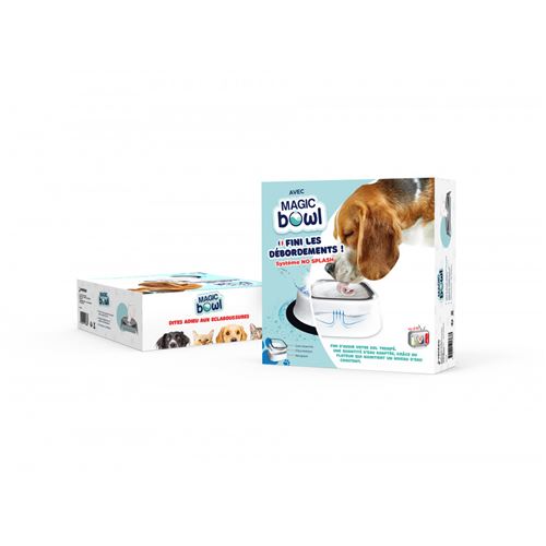 Venteo - Gamelle pour animaux - MAGIC BOWL™ - pour chiens et chats – Blanc - Adulte - Anti débordement 1.5L