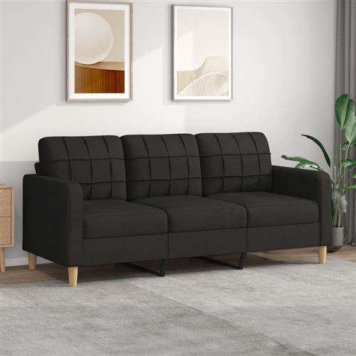 Non Communiqué Noir Vidaxl Canapé À 3 Places 180 Cm Tissu