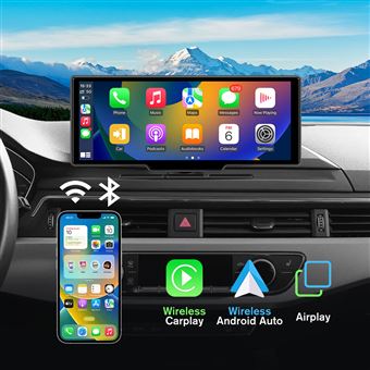 Carplay Voiture 10.1 HD, Carplay sans Fil, Airplay, Android Auto