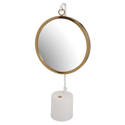 Non Communiqué Blanc Miroir À Poser Rond Eleganca 65Cm & Or