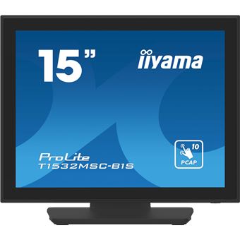 iiyama ProLite T1532MSC-B1S - Écran LCD - 15" - écran tactile - 1024 x 768 - TN - 350 cd/m² - 800:1 - 8 ms - HDMI, VGA, DisplayPort - haut-parleurs - noir, mat