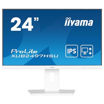 iiyama ProLite XUB2497HSU-W2 - Écran LED - 24" (23.8" visualisable) - 1920 x 1080 Full HD (1080p) @ 100 Hz - IPS - 250 cd/m² - 1300:1 - 1 ms - HDMI, DisplayPort - haut-parleurs - blanc mat