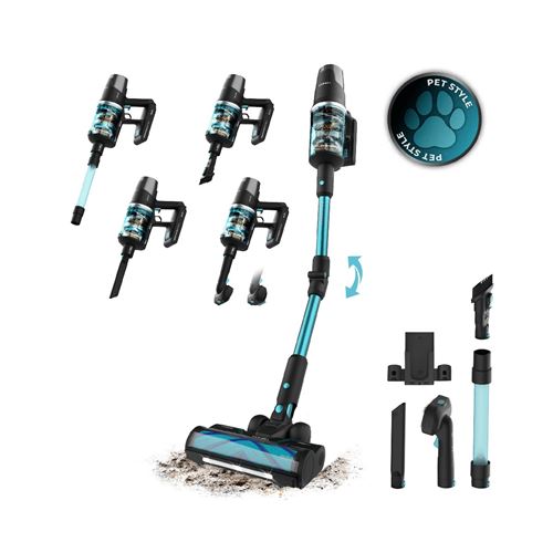 CECOTEC  Conga Rockstar Rx50 Pet Flex Genesis Aspirateur De Table Noir, Bleu Sans Sac