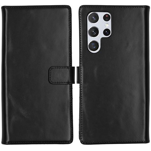 Étui de téléphone portefeuilen cuir véritabSamsung Galaxy S22 Ultra - Noir Selencia