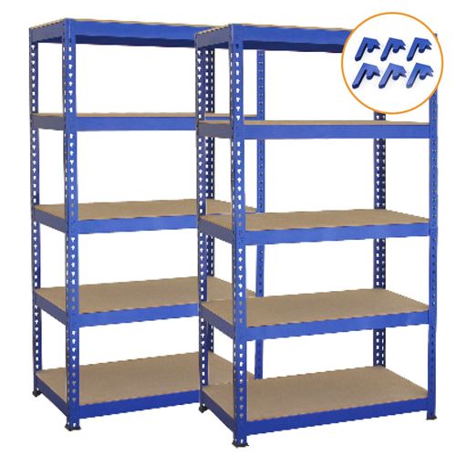 Monstershop Bleu 2 Rayonnages T-Rax En Métal 75X150x 30Cm 100% Sans Boulons Capacité 750 Kg - Image 2
