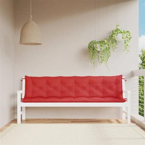 vidaXL - Lot de 2 Coussins de Banc de Jardin - Imperméable - Rouge - Image 3