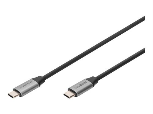 DIGITUS - USB-connector - USB-C (M) naar USB-C (M) - 20 V - 3 A - 50 cm - 4K ondersteuning - zwart