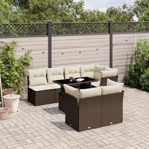 Non Communiqué Marron Salon De Jardin Modulable Vidaxl Rotin 8 Pieces 62.0 X 62 X 69