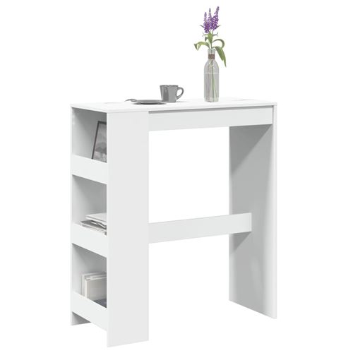 vidaXL - Table de bar avec étagères - Blanc - 90 x 40 x 103,5 cm - Image 2