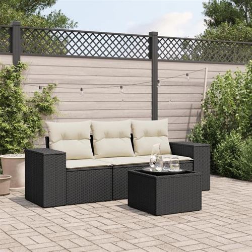 Non Communiqué Noir Vidaxl Salon De Jardin Avec Coussins 4 Pcs, Canapés De Terrasse, Ensemble De Meubles De Patio, Mobilier D'extérieur, 3254603