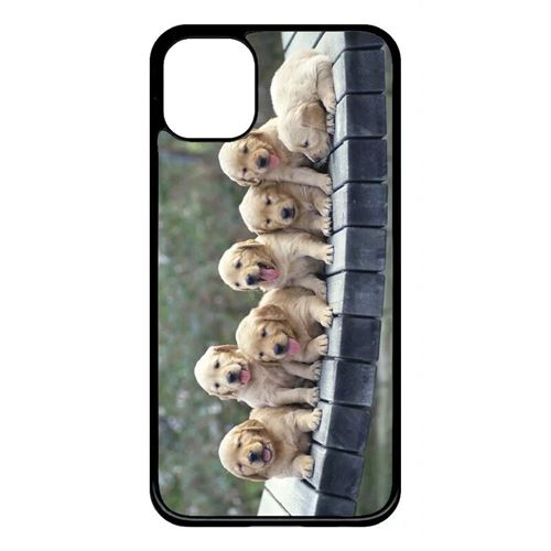 Coque My-Kase pour iPhone 11 - chiots golden retriever - Plastique Noir