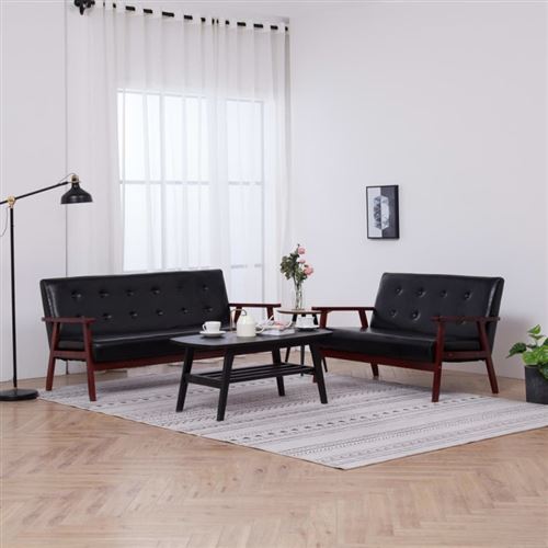 Non Communiqué Noir Vidaxl Ensemble De Canapés 2 Pcs Similicuir