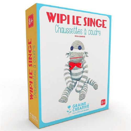 Doudou à faire soi-même - Wipi le Singe, chaussette à coudre - Graine Créative