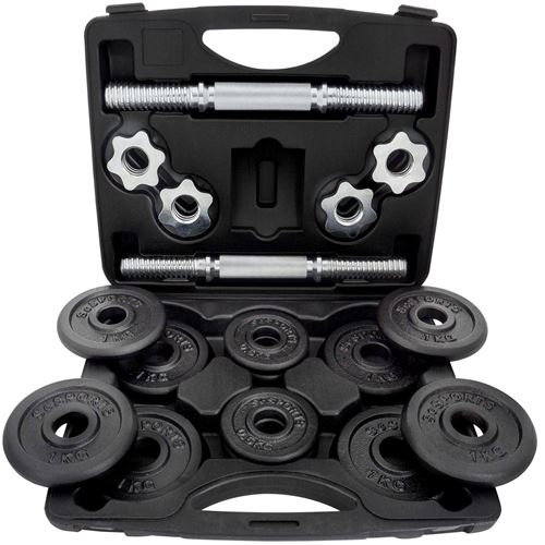 GYRONETICS Set D'haltères Courts 30 Kg Avec Disques Plastifiés E-Series GN001 – Idéal Débutant Musculation à Domicile