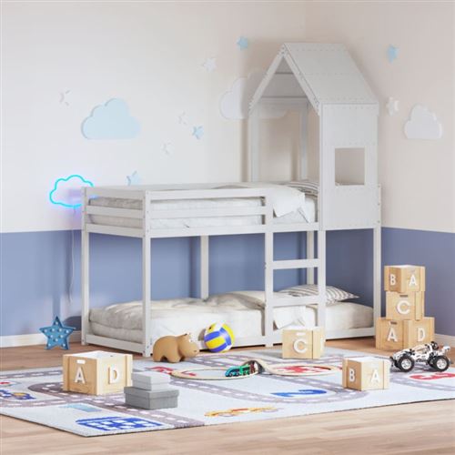 Toit de lit pour enfants blanc 55x84x132 cm bois de pin massif