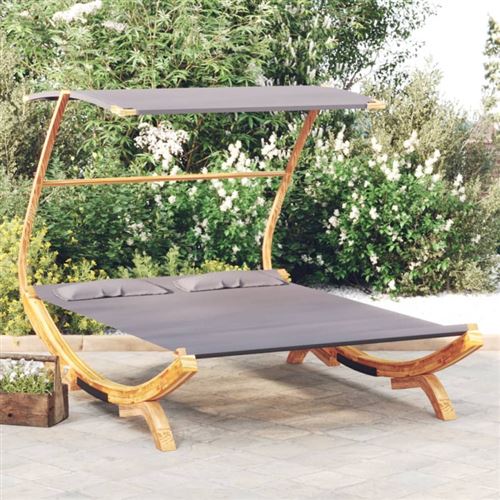 Vidaxl hamac avec auvent 165x203x138 cm bois courb&eacute; massif anthracite
