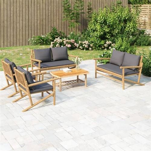 Non Communiqué Gris Vidaxl Salon De Jardin Avec Coussins 5 Pcs, Chaises Avec Dossier Et Accoudoirs, Ensemble De Meubles Avec Table Basse Patio 3156474