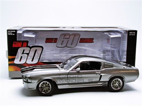 Voiture Miniature de Collection GREENLIGHT COLLECTIBLES 1-18 - FORD Mustang Shelby - GT 500 Custom - Eleanor - Grey / Black - 12909