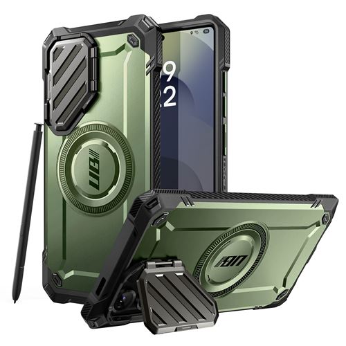 Coque MagSafe pour Samsung S25 Ultra Antichoc Cache Caméra Support Supcase Vert Foncé