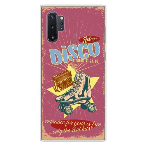 Coque en silicone imprimée compatible Samsung Galaxy Note 10 Plus Retro disco