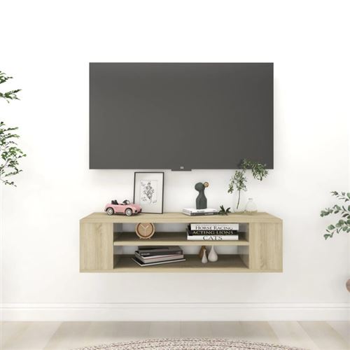vidaXL Meuble TV suspendu Chêne sonoma 100x30x26,5 cm Bois ingénierie