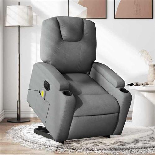 VIDAXL - Fauteuil de relaxation - Inclinable électrique - Massage - Gris - Image 2