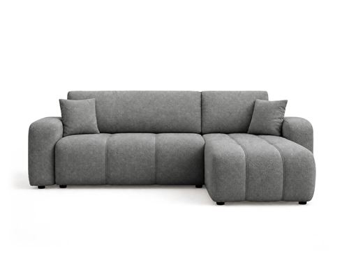 Non Communiqué Gris Nicole - Canapé D'angle Réversible 4 Places Convertible Avec Coffre En Tissu