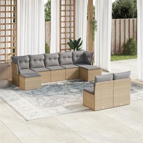Non Communiqué Beige Salon De Jardin Modulable Vidaxl Rotin 9 Pieces 55 X 62 X 69 Cm 9 Personnes