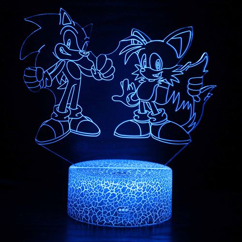 Lampe 3D Tactile Veilleuses Enfant MY1997 Sonic The Hedgehog 16 Couleurs avec Telecommande