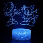 Veilleuse 3D Illusion Sonic The Hedgehog, Lampe de décoration à 16 couleurs  avec télécommande Décoration de chambre d'enfant, éclairage créatif pour  les enfants et les fans de Sonic The Hedgehog 