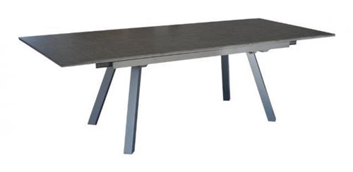 PROLOISIRS Table de jardin extensible Agra en aluminium/HPL - 150/200/250 x 90 cm - épaisseur lames 5 mm - graphite