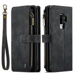 Étui FOXDOCK pour Samsung Galaxy S9 Multifonctionnement du portefeuille de portefeuille à fermeture éclair Case de téléphone avec 10 emplacements de carte et couvercle de blocage RFID compatible avec Samsung Galaxy S9-Noir