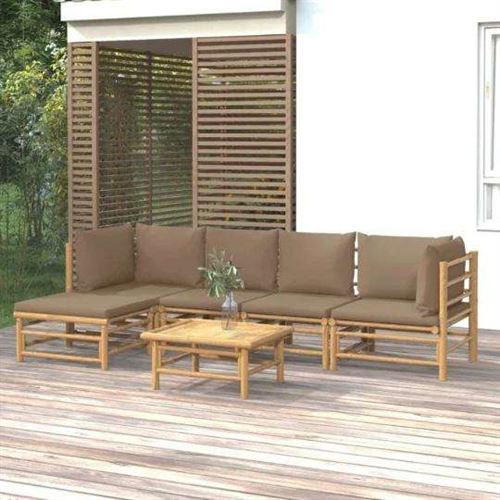 Vidaxl Salon De Jardin 6 Pcs Bambou Taupe - Image 2