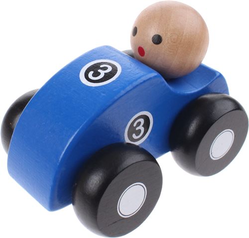 Jouéco voiture de course en bois 10 cm bleu